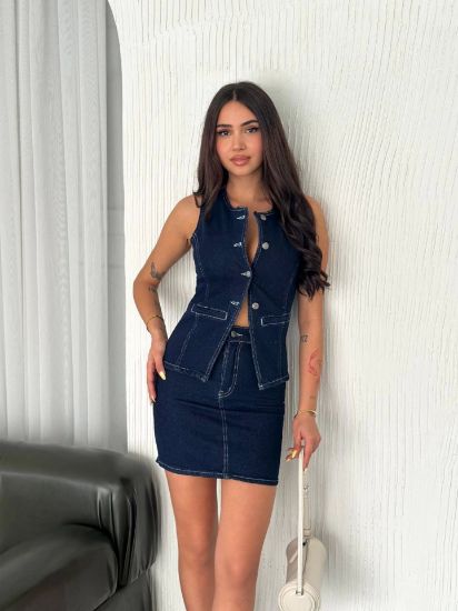 Kot Jeans Etekli Ikili Takım - Lacivert resmi